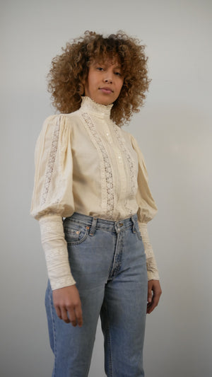 Laura Ashley 1970's Edwardian style blouse with lace
