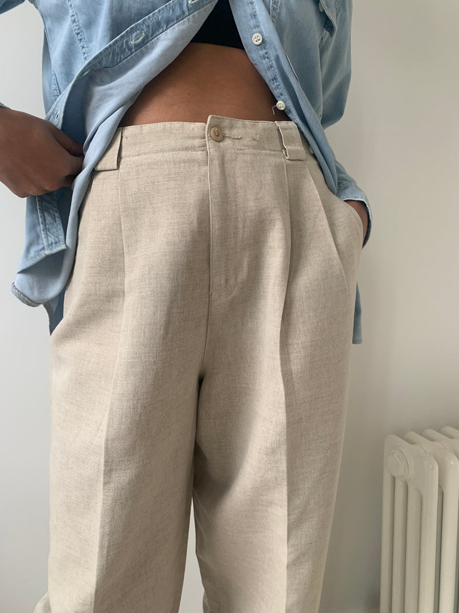 Liz Claiborne Vintage linen pleat front tailored trousers