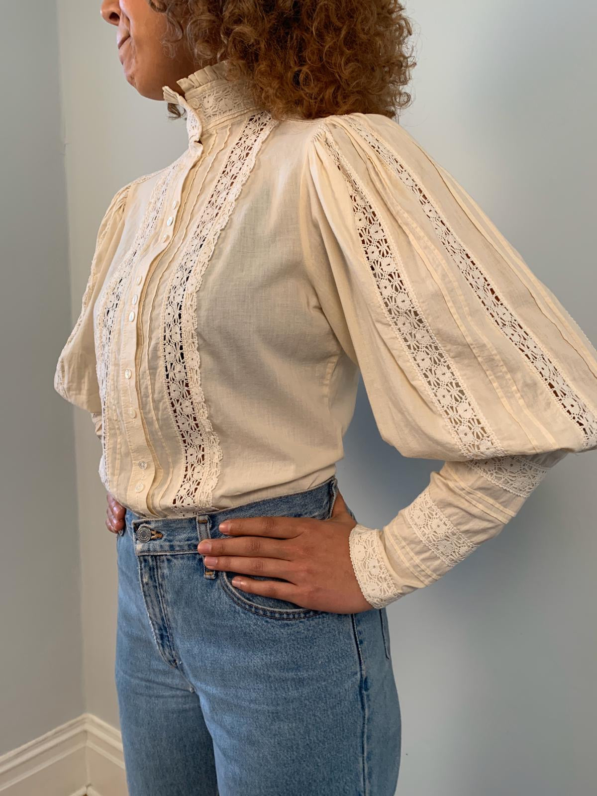 Laura Ashley 1970's Edwardian style blouse with lace