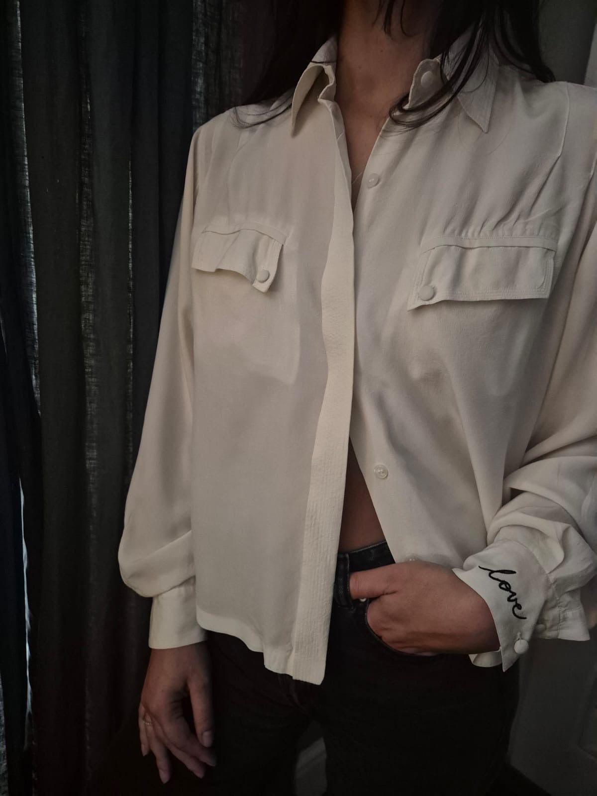 Vintage 1980s silk LOVE blouse 80