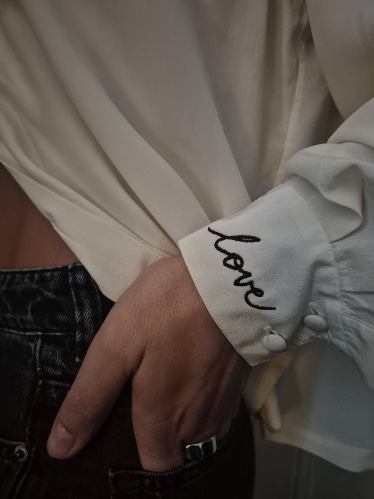 Vintage 1980s silk LOVE blouse 80