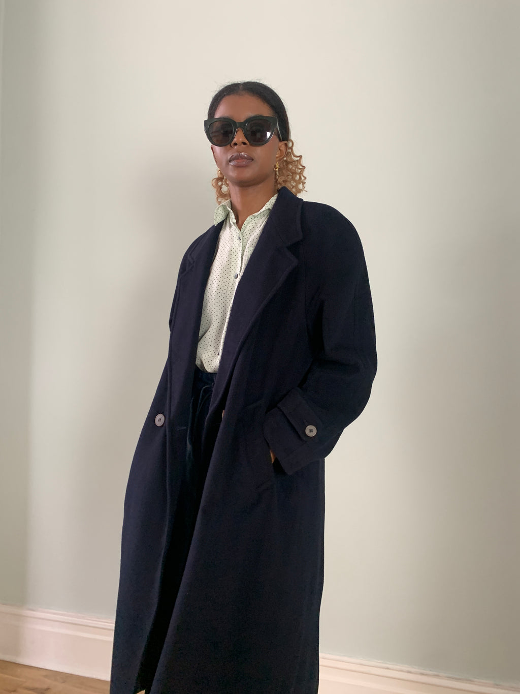 Vintage Peter Milano Navy wool coat