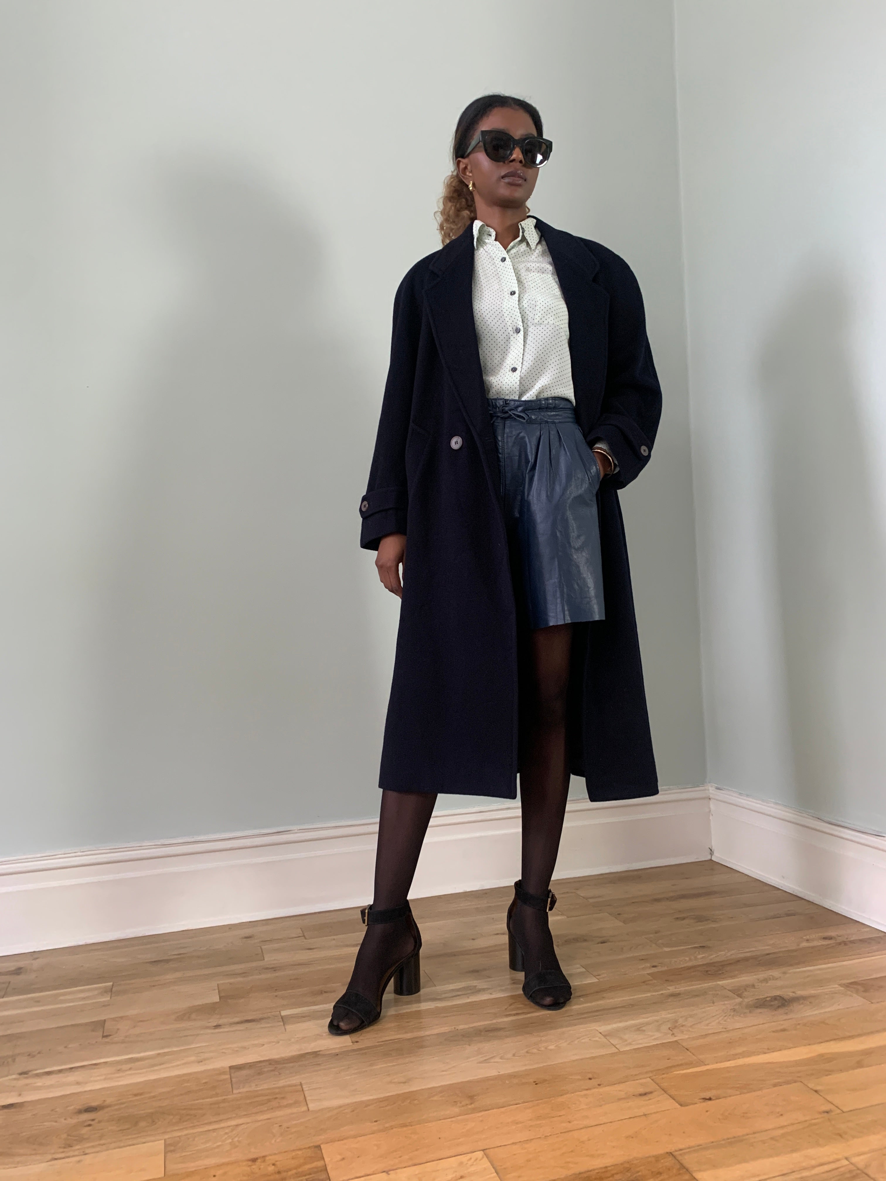 Vintage Peter Milano Navy wool coat