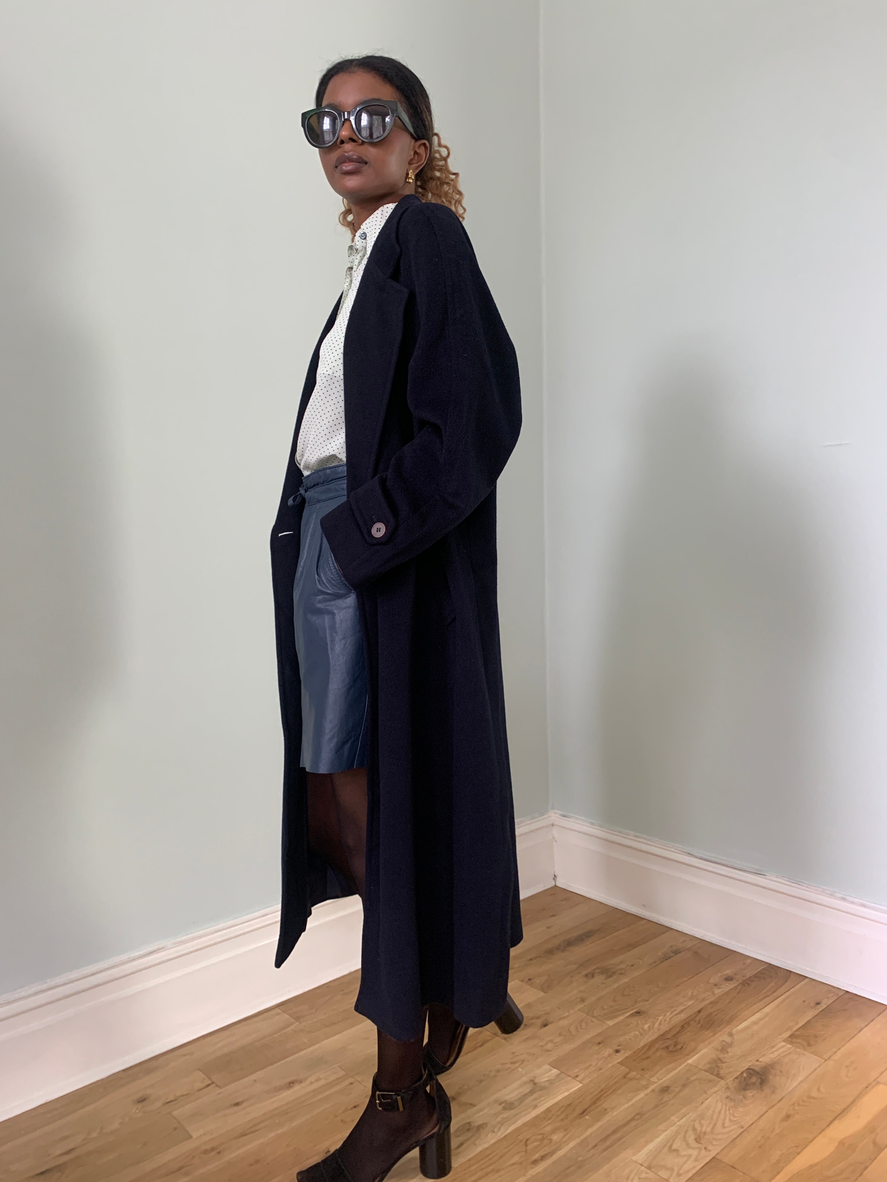 Vintage Peter Milano Navy wool coat