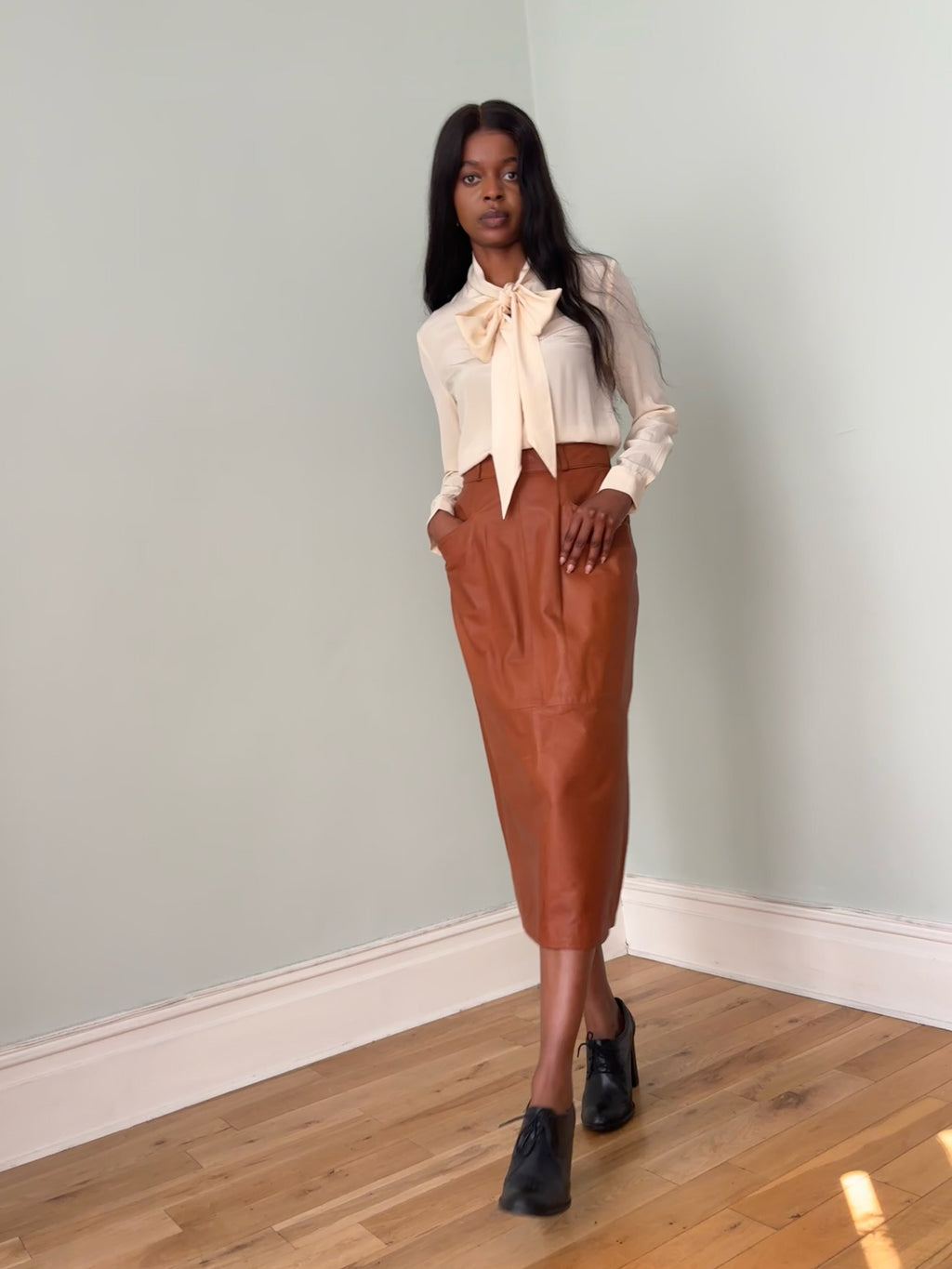 Valerie soft leather pencil skirt