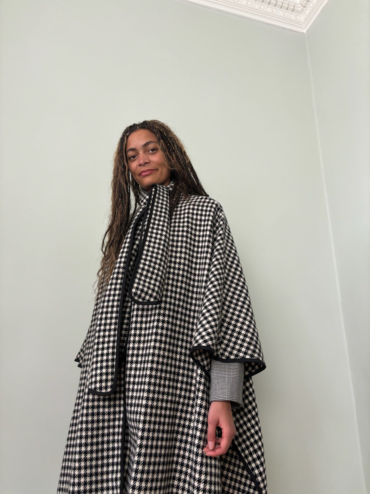 Vintage Miss Smith check cape coat