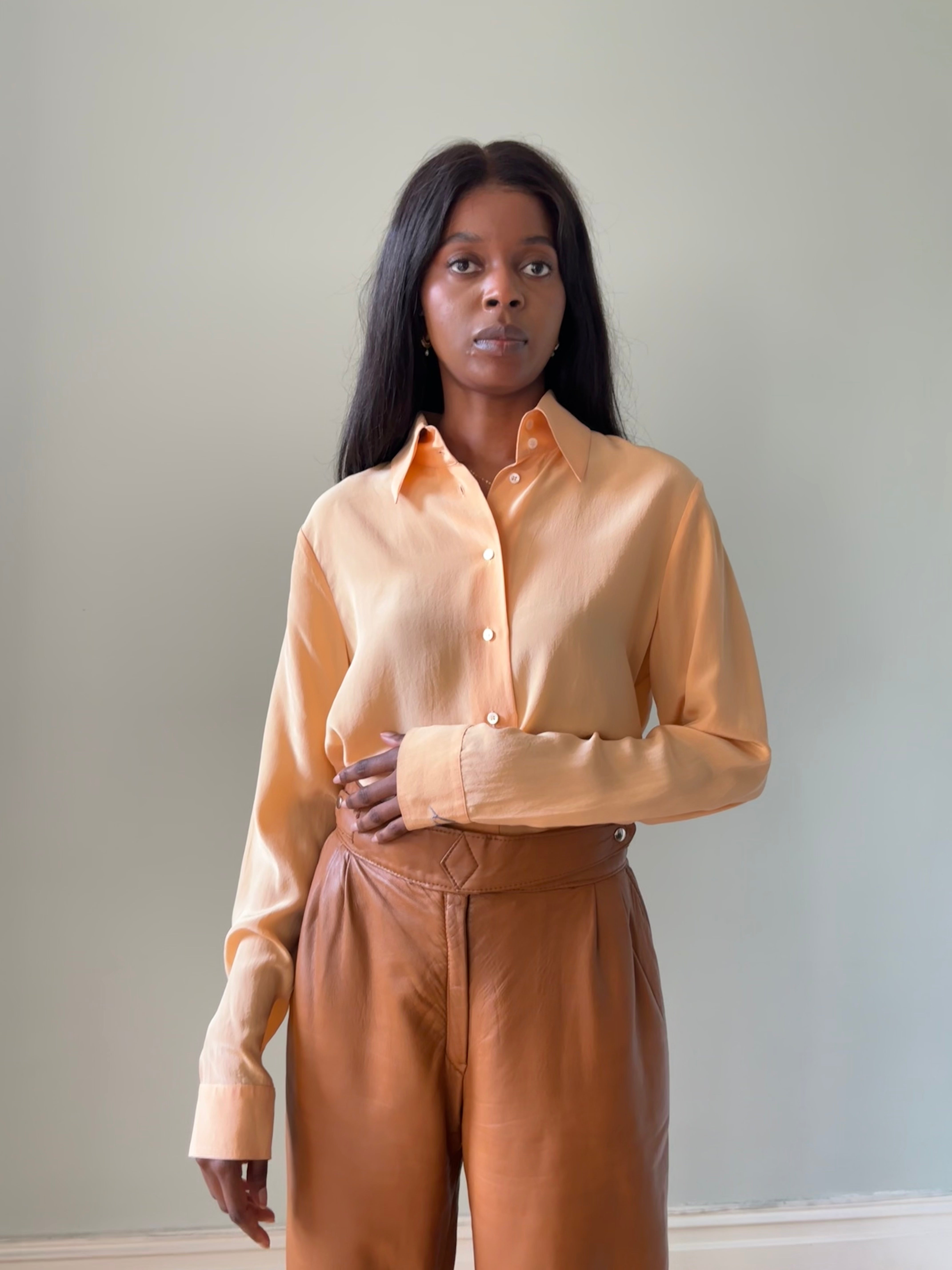 Vintage wrap waist leather trousers