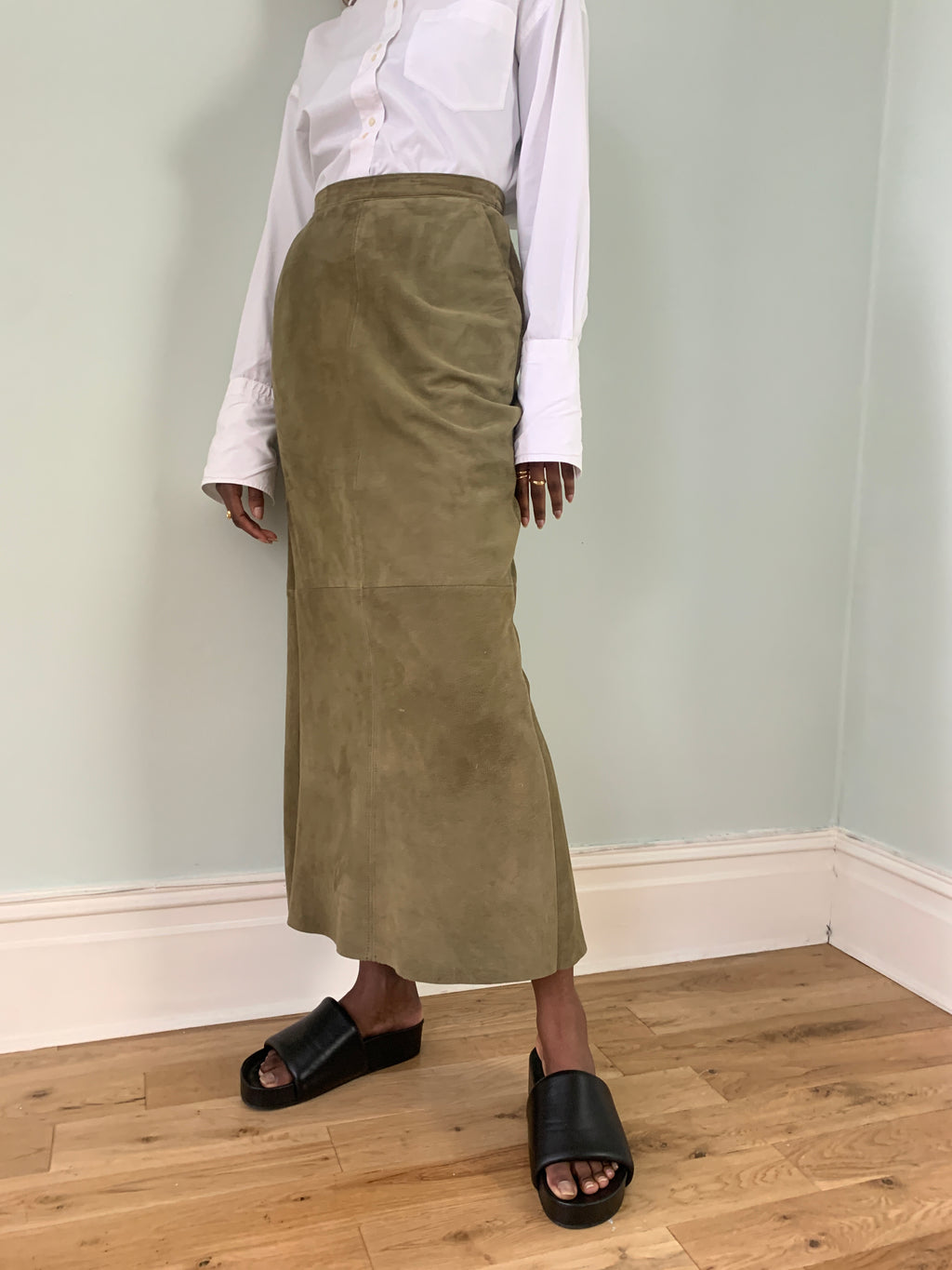 Vintage Paul Costello suede maxi skirt