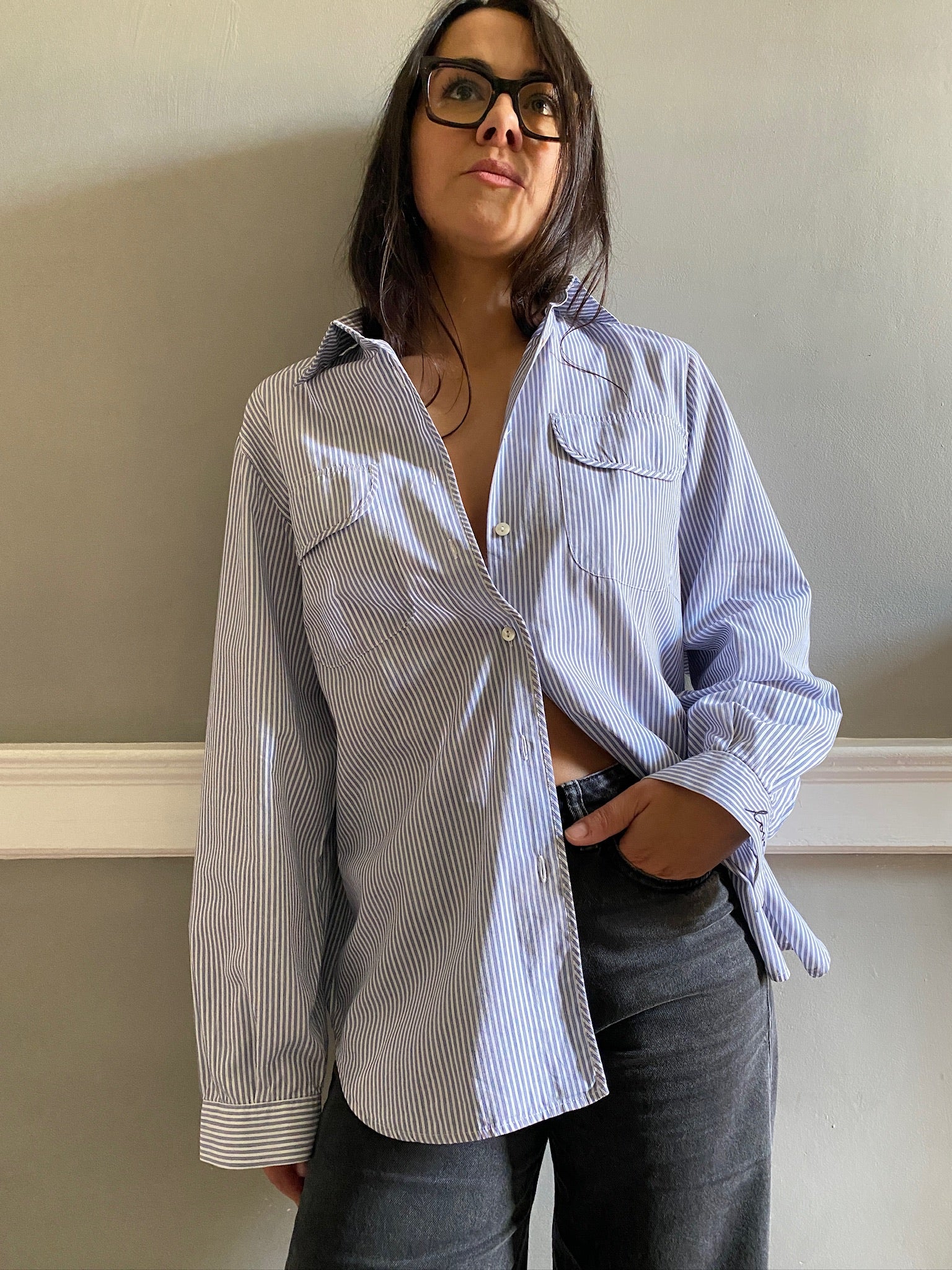 Vintage cotton stripe LOVE shirt 86