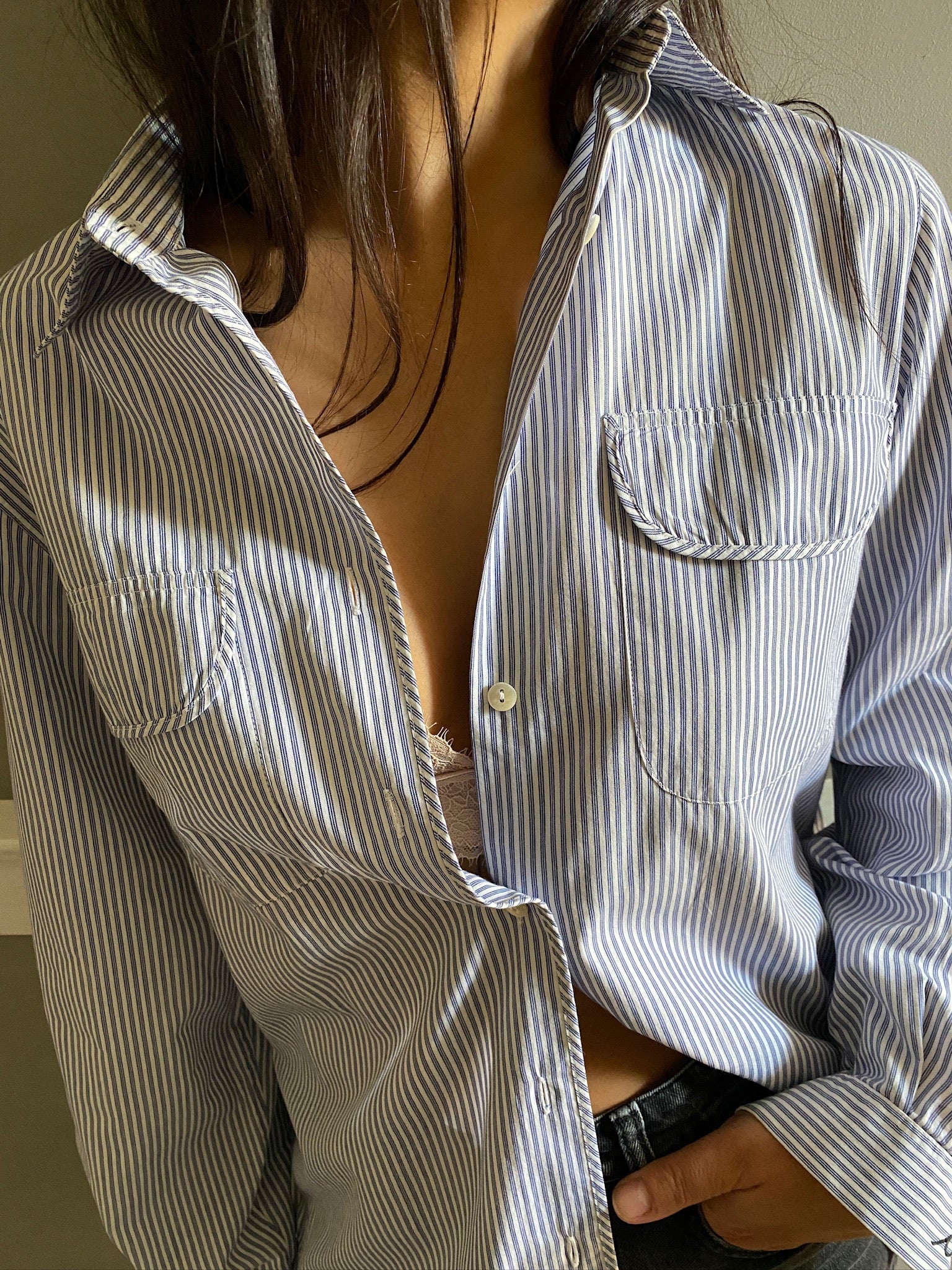 Vintage cotton stripe LOVE shirt 86