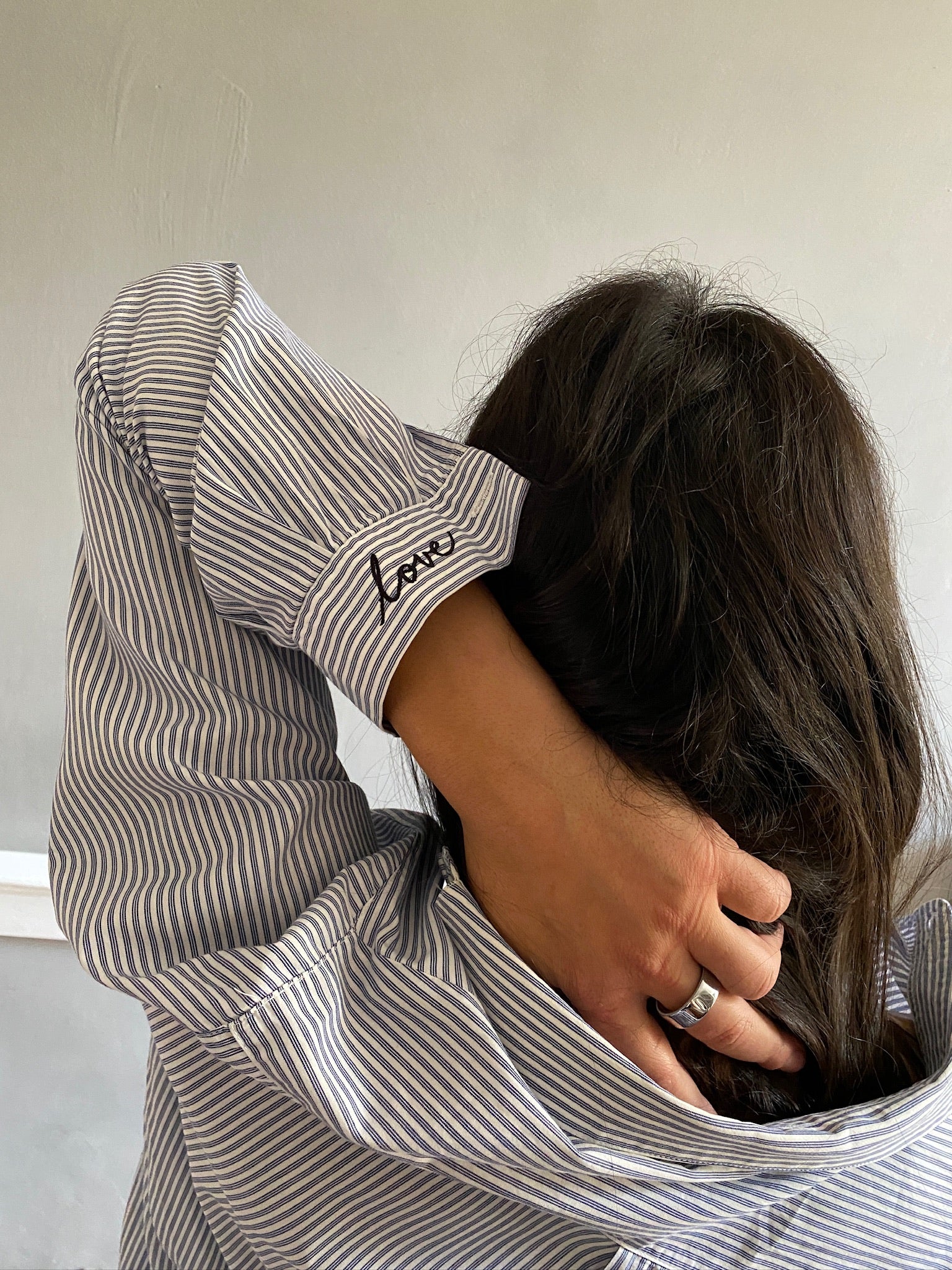 Vintage cotton stripe LOVE shirt 86