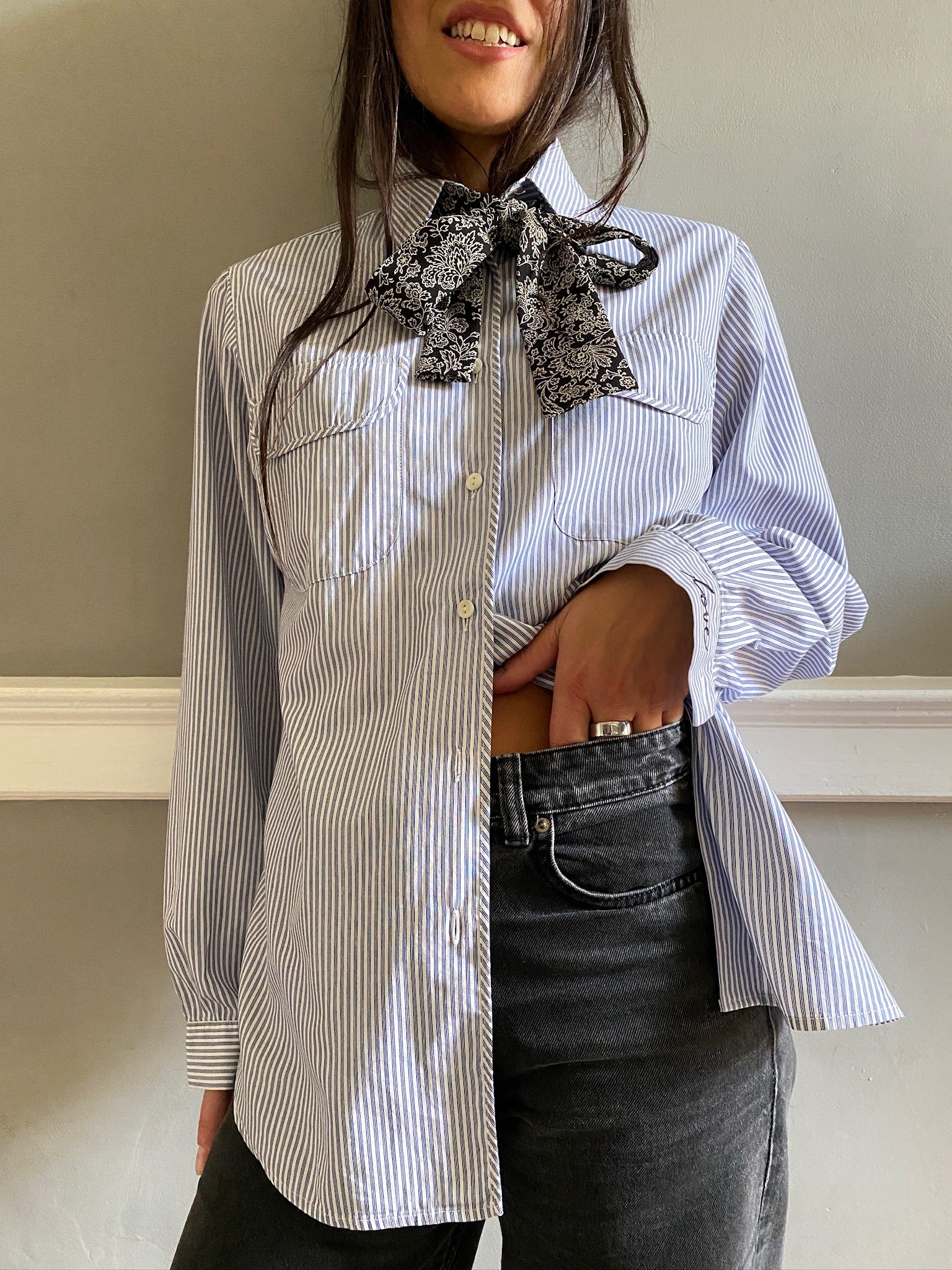 Vintage cotton stripe LOVE shirt 86