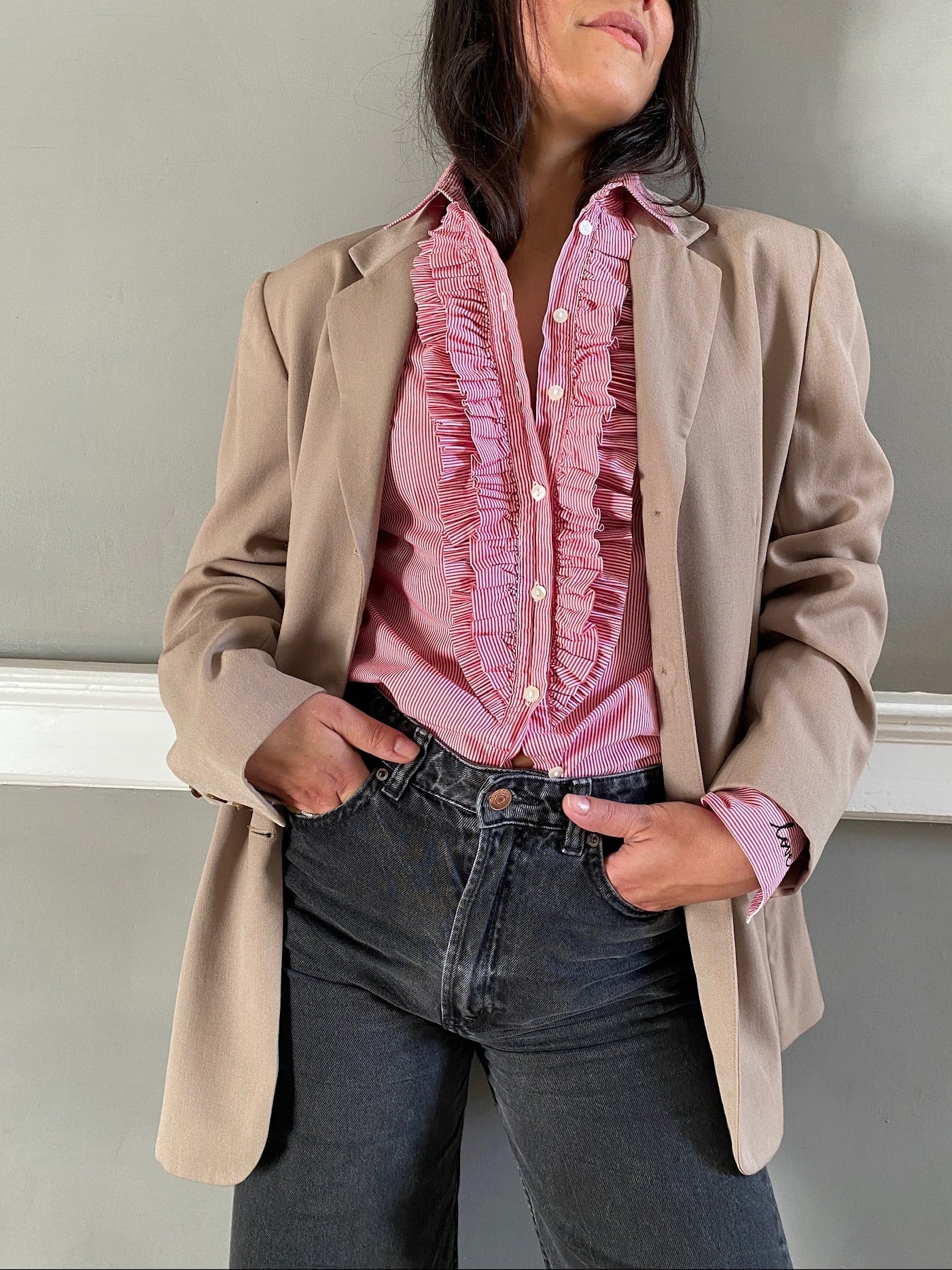 Vintage cotton stripe LOVE shirt 89