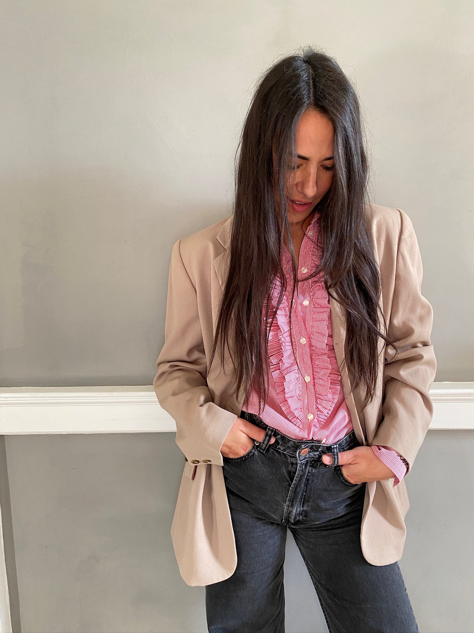 Vintage cotton stripe LOVE shirt 89