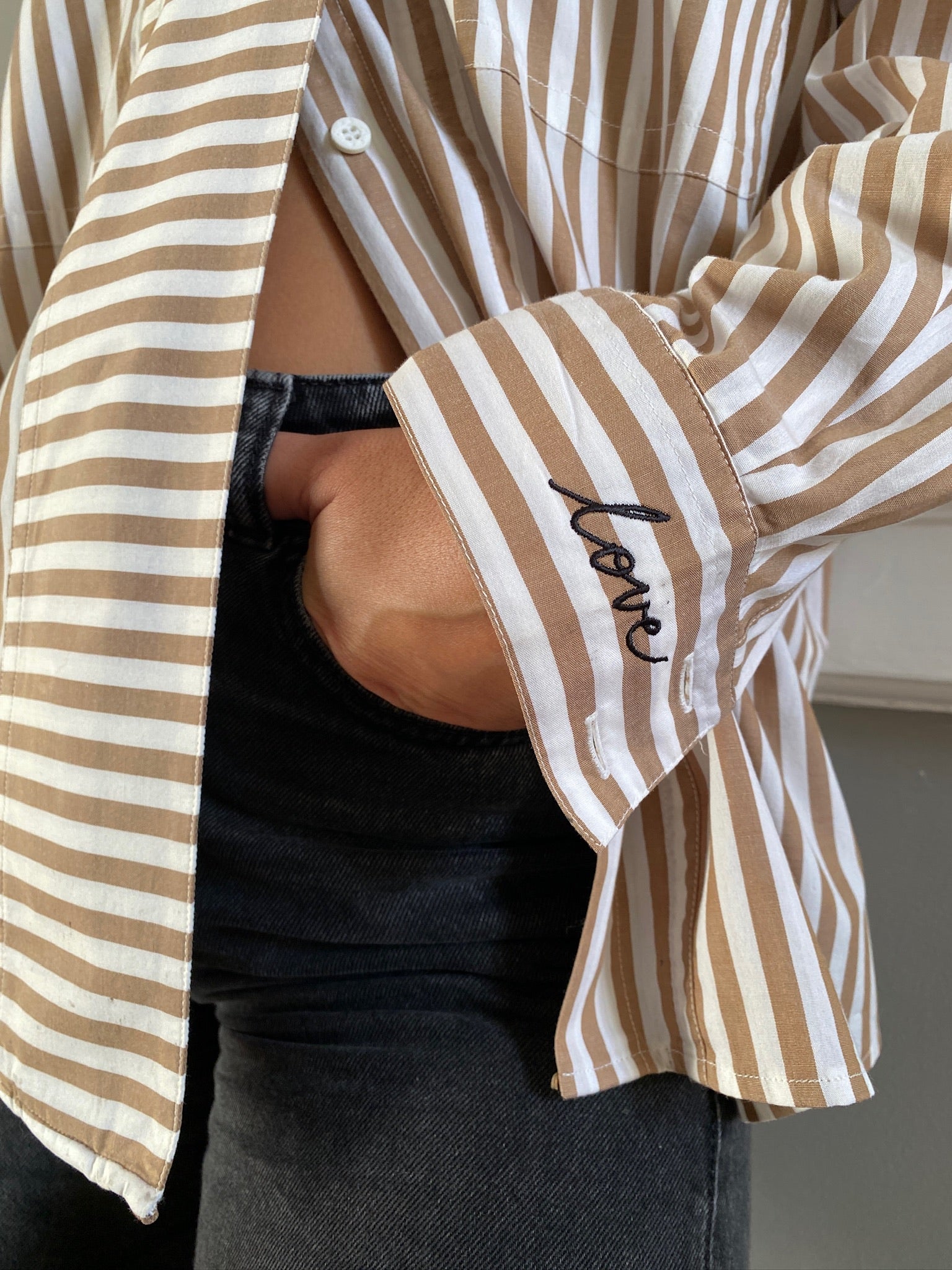 Vintage cotton stripe LOVE shirt 83