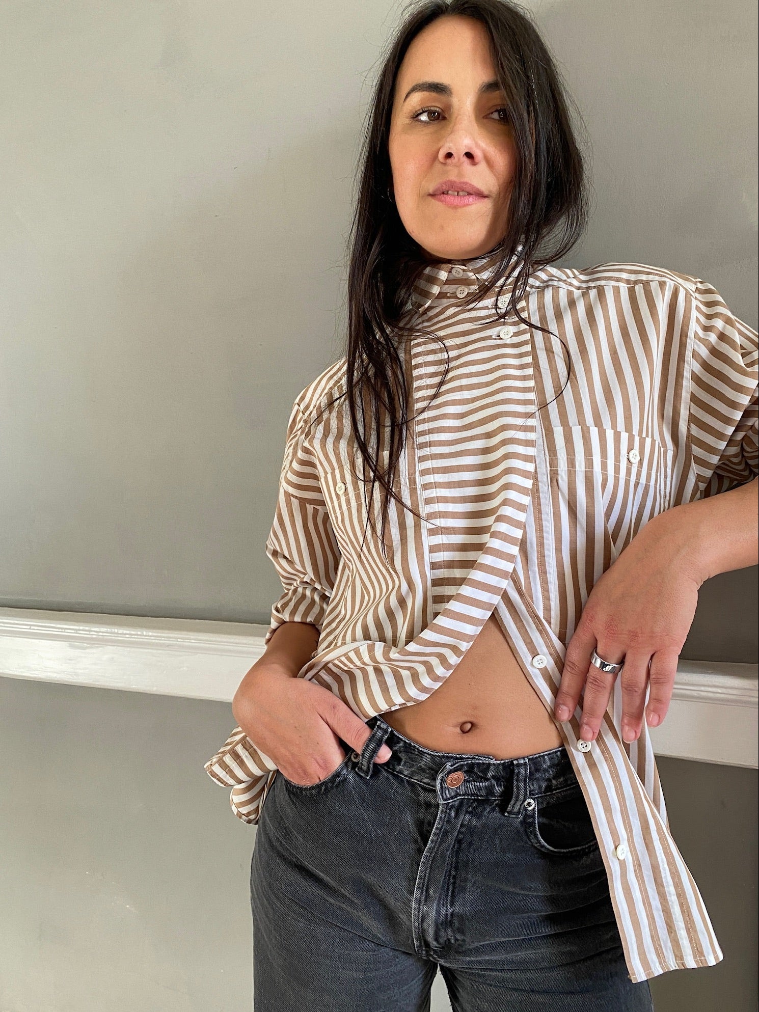 Vintage cotton stripe LOVE shirt 83