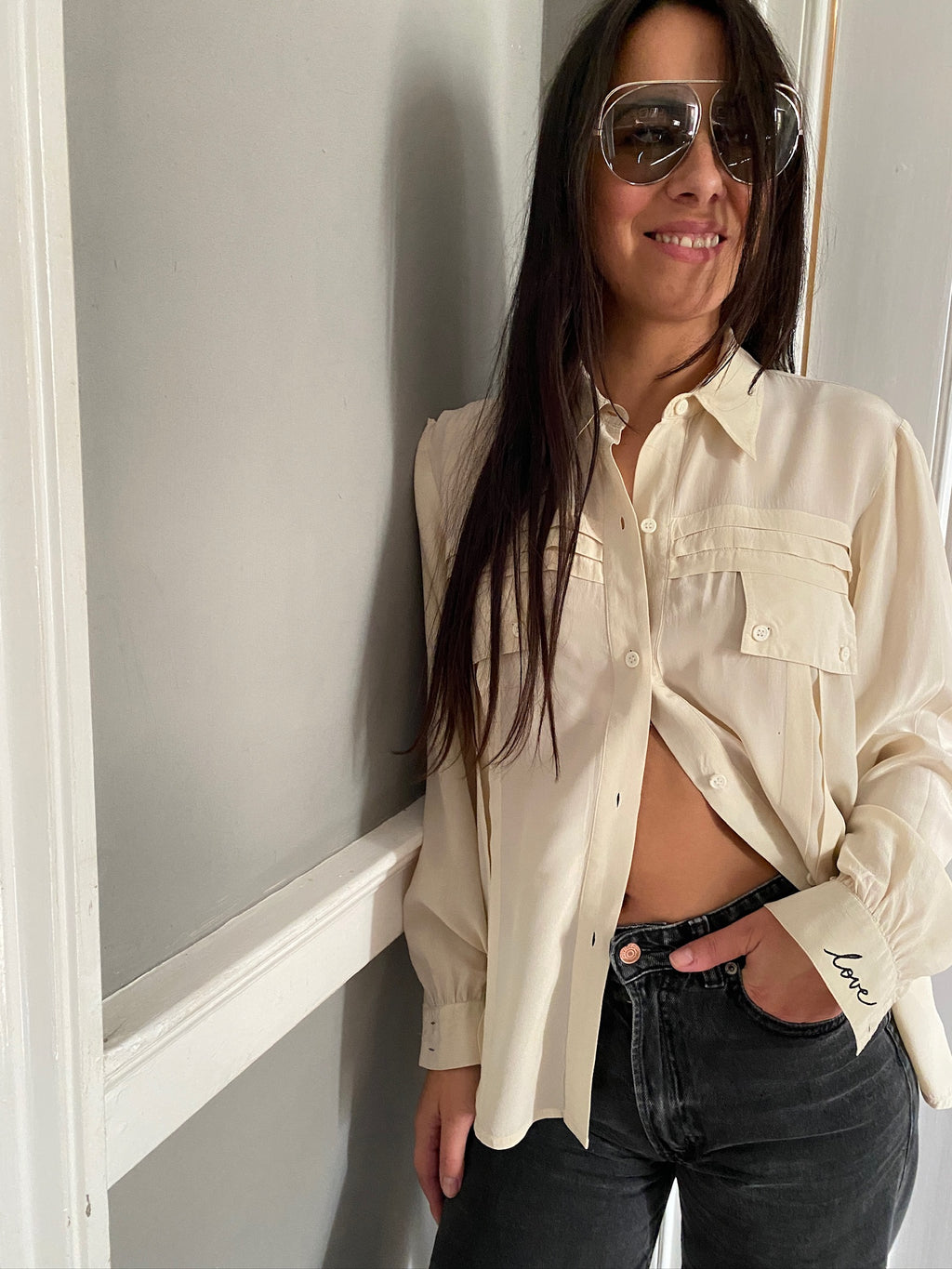 Vintage silk LOVE blouse 82