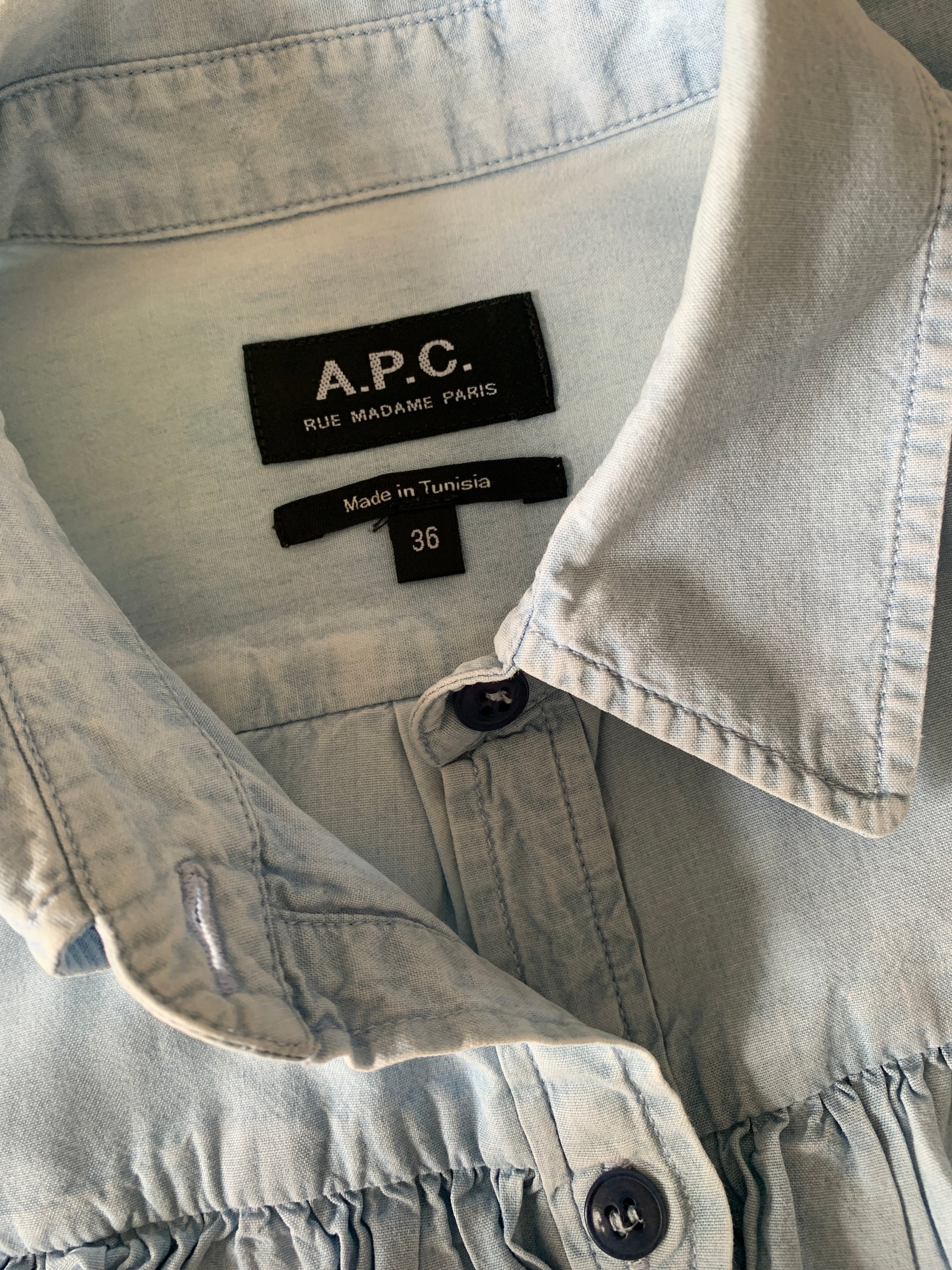 Pre-loved APC denim frill blouse