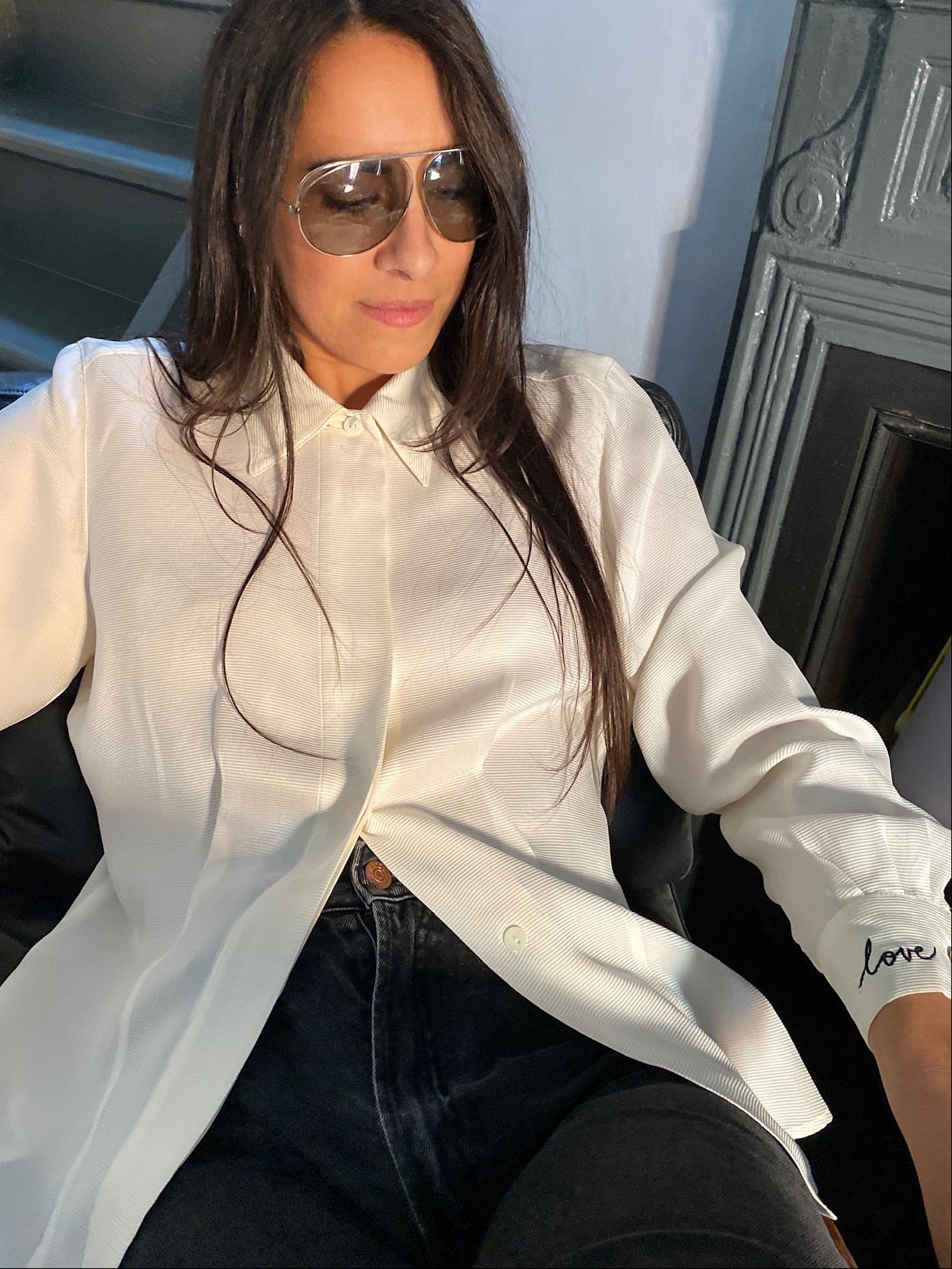 Vintage silk LOVE blouse 81