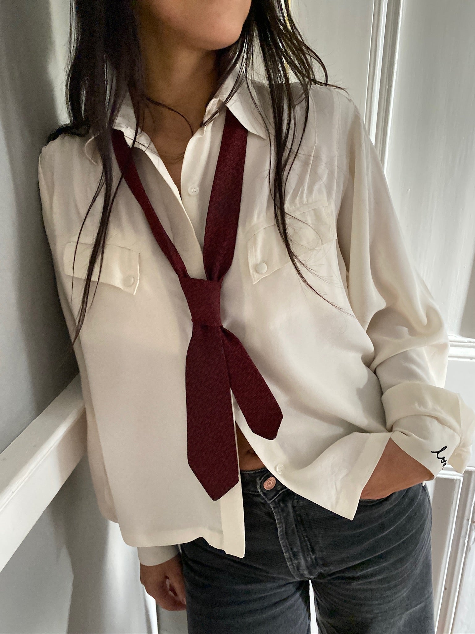 Vintage 1980s silk LOVE blouse 80