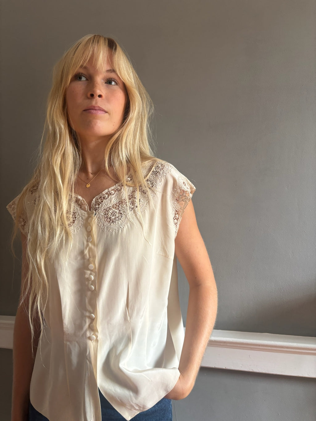 Vintage Chinese silk embroidered blouse