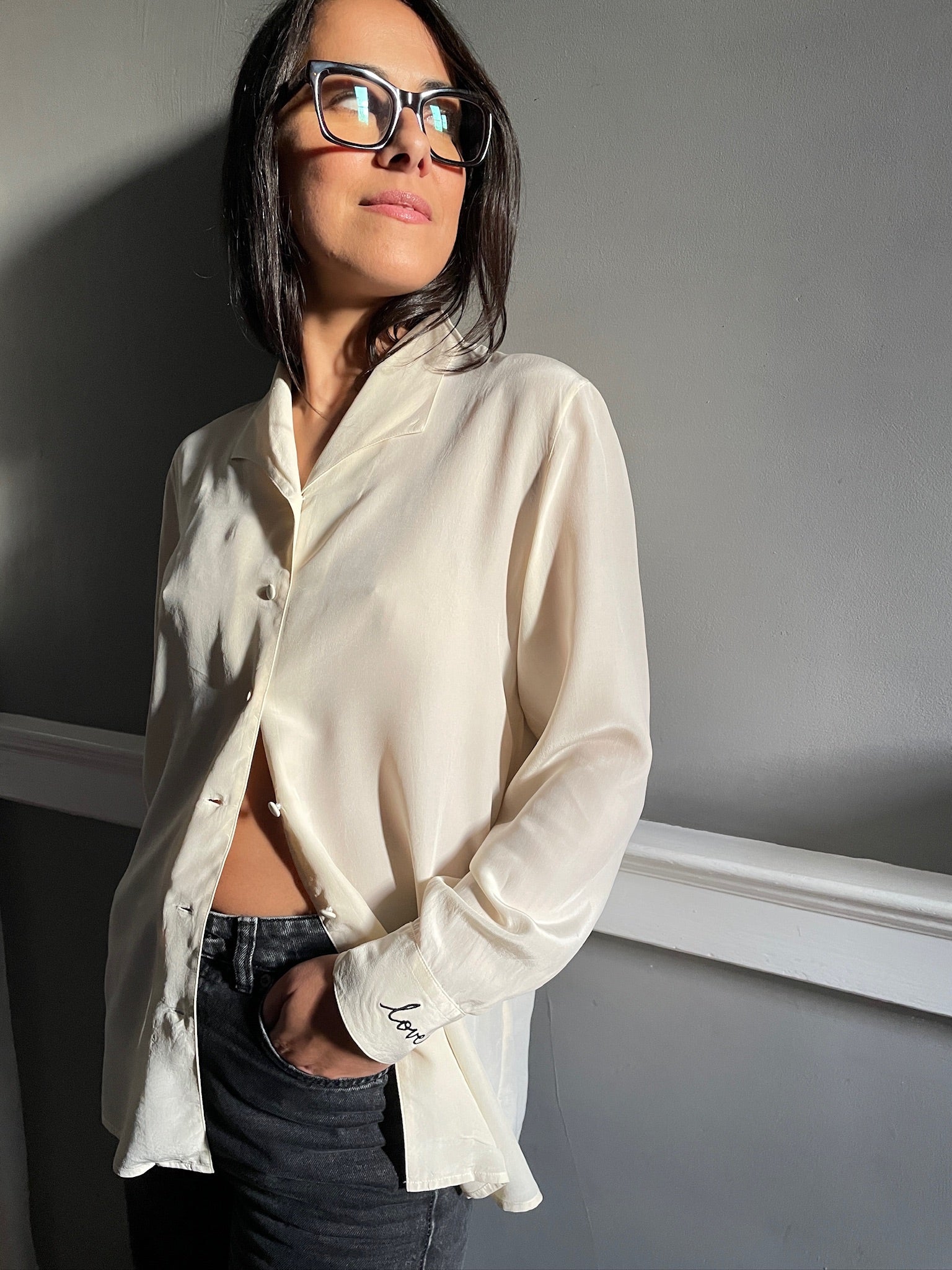 Vintage silk LOVE blouse 89