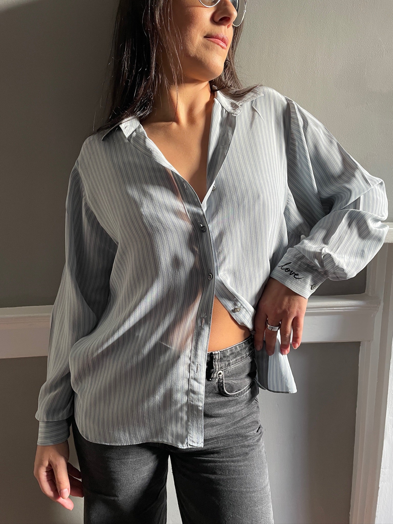 Beautiful Harrods silk stripe, LOVE blouse 88