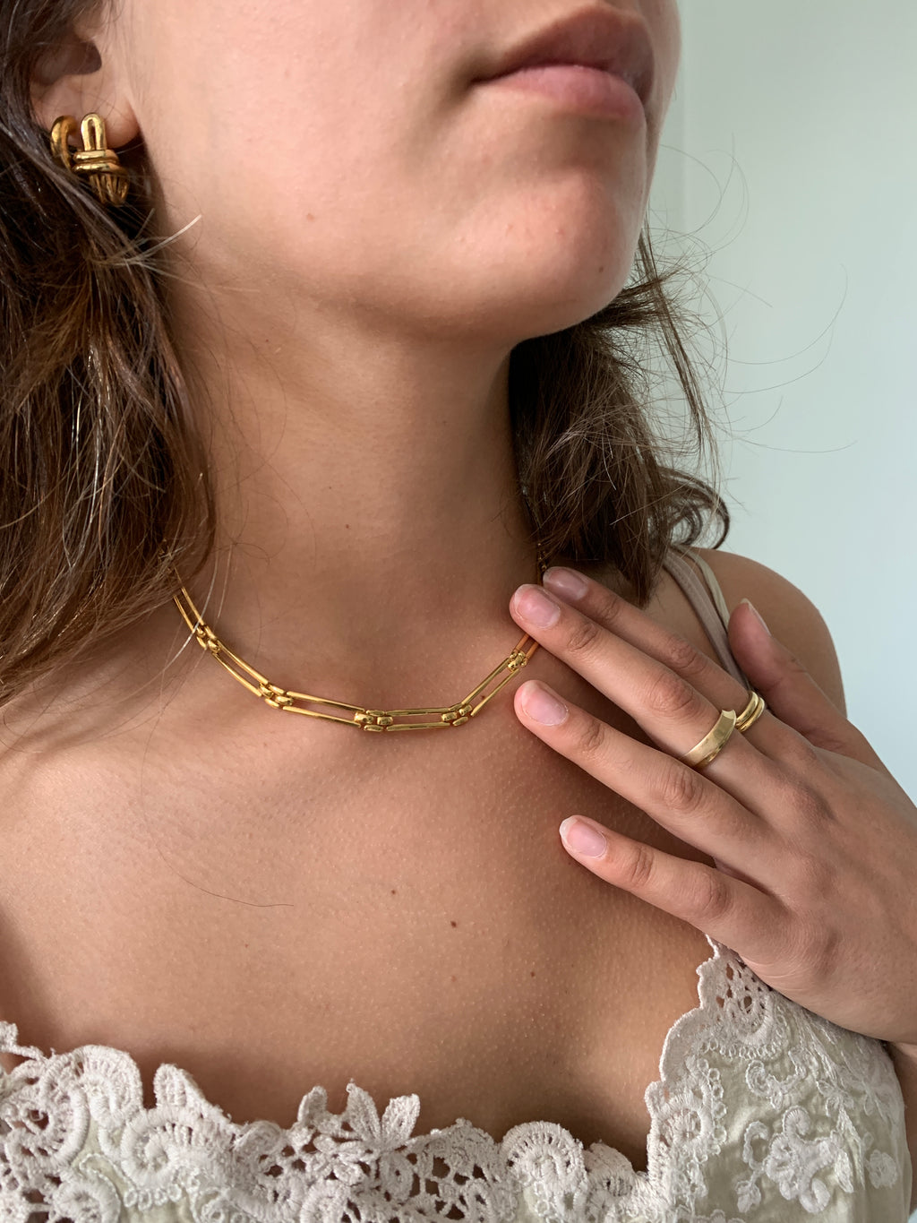 Pretty vintage gatelink necklace VSxR 19