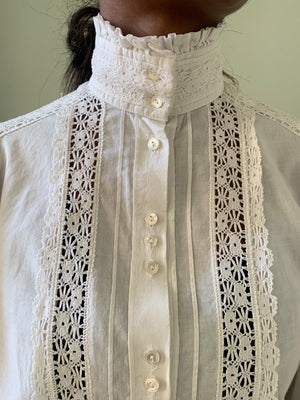 Laura Ashley 1970s cotton and lace blouse