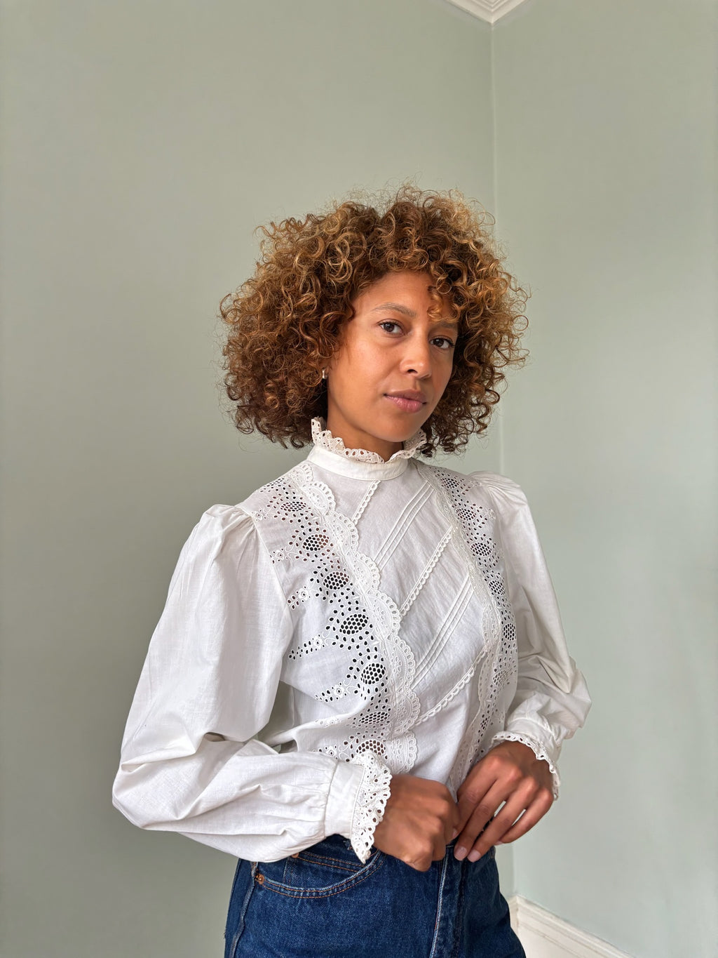 Vintage Edwardian style broiderie anglaise blouse