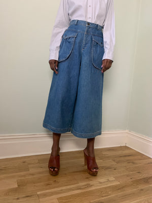 Vintage denim wide leg culottes
