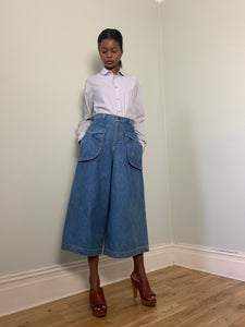 Vintage denim wide leg culottes