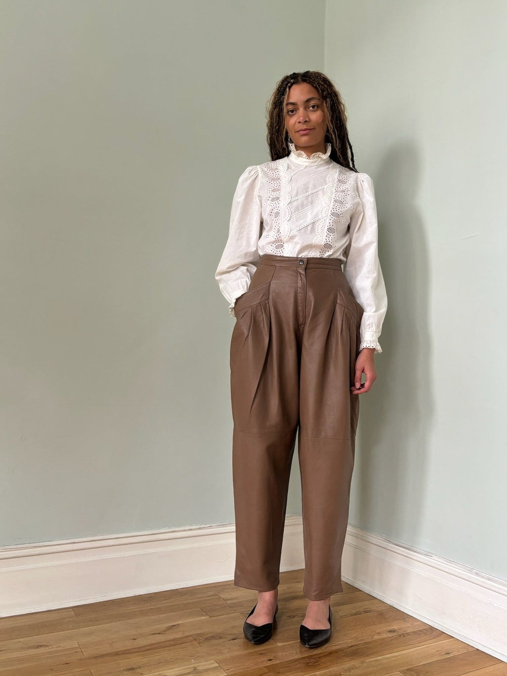 Vintage balloon leg leather trousers