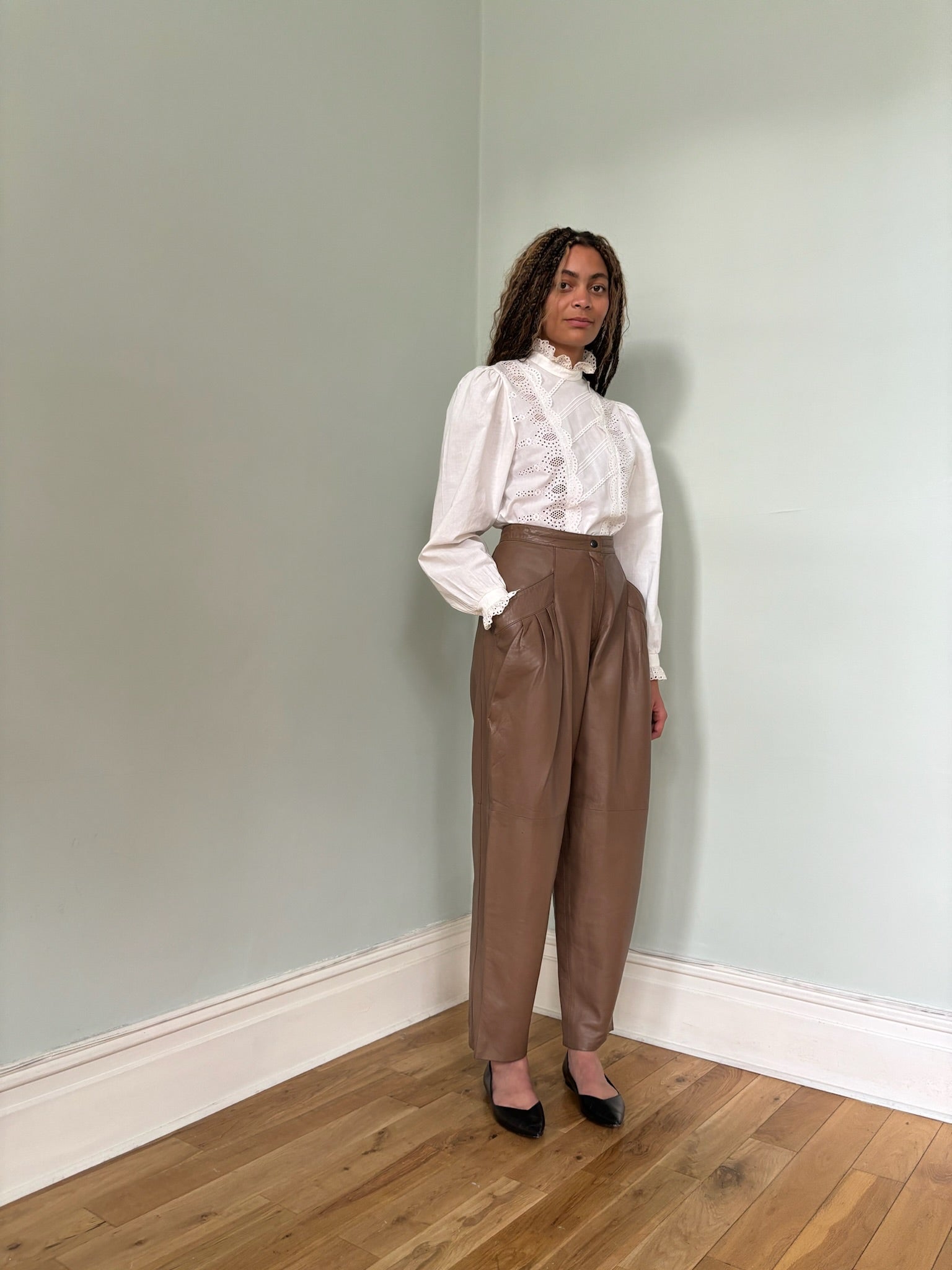 Vintage balloon leg leather trousers UK-10