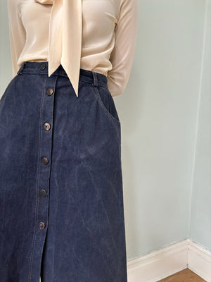 Vintage denim button skirt UK8