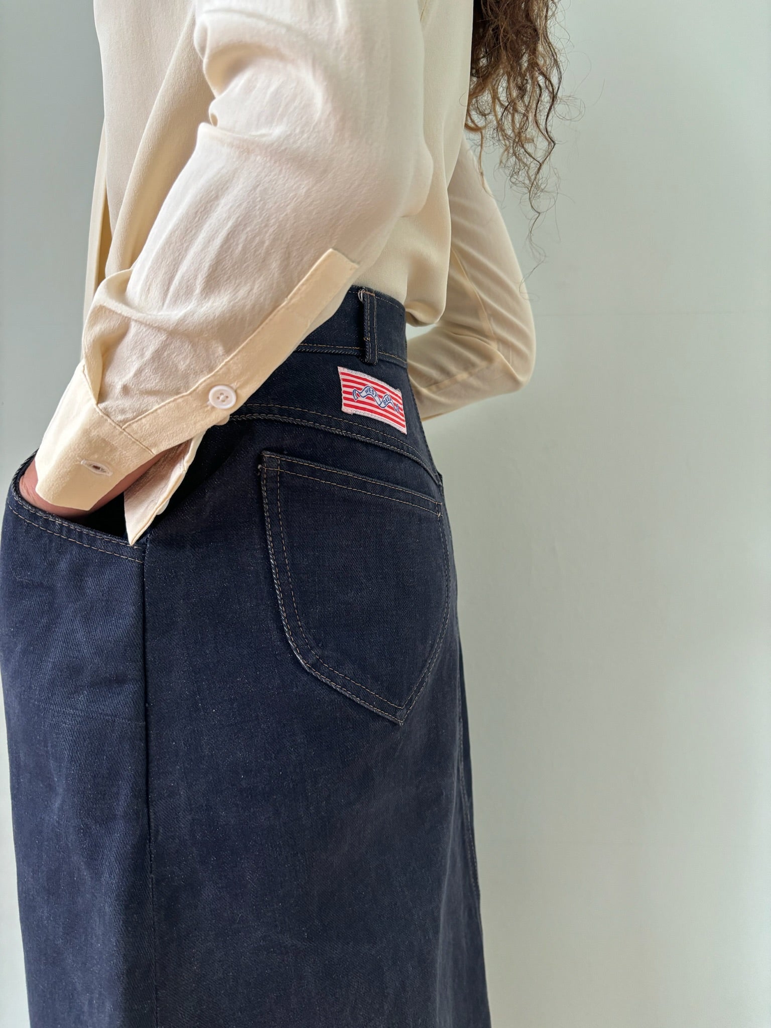 Vintage denim button skirt UK8