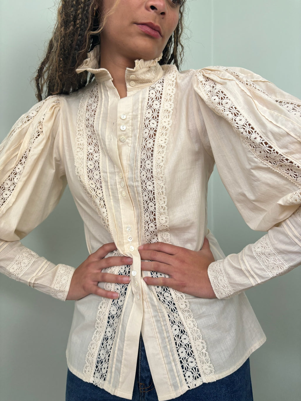 Laura Ashley 1970's Edwardian style blouse with lace