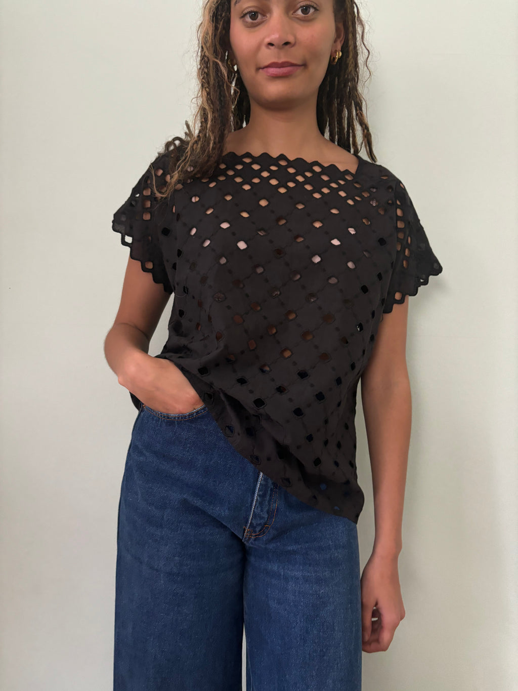 Vintage cotton cut out top