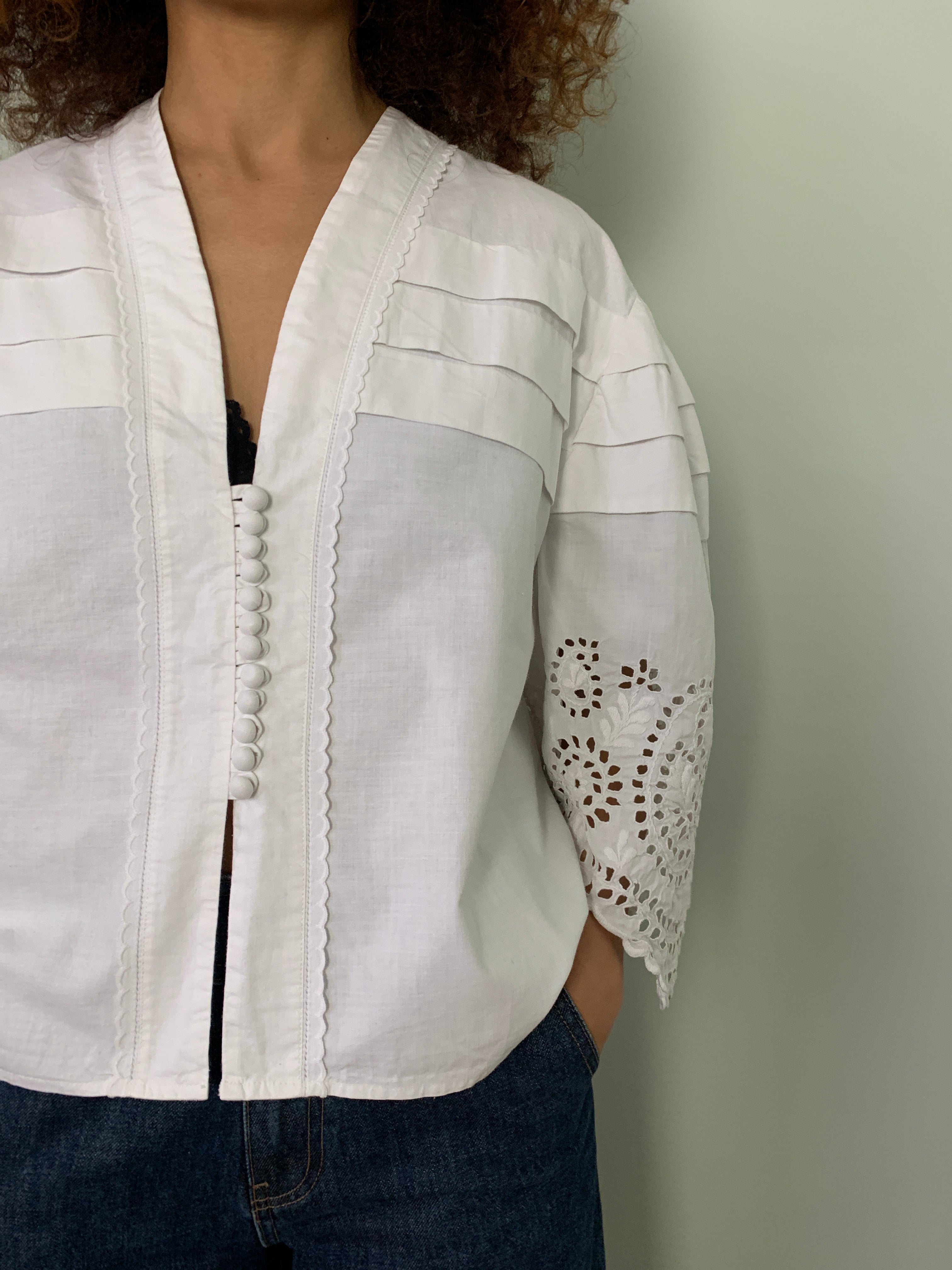 Vintage cotton hand embroidered blouse