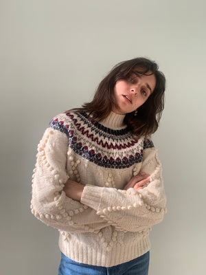 Beautiful vintage pom pom fairisle knit