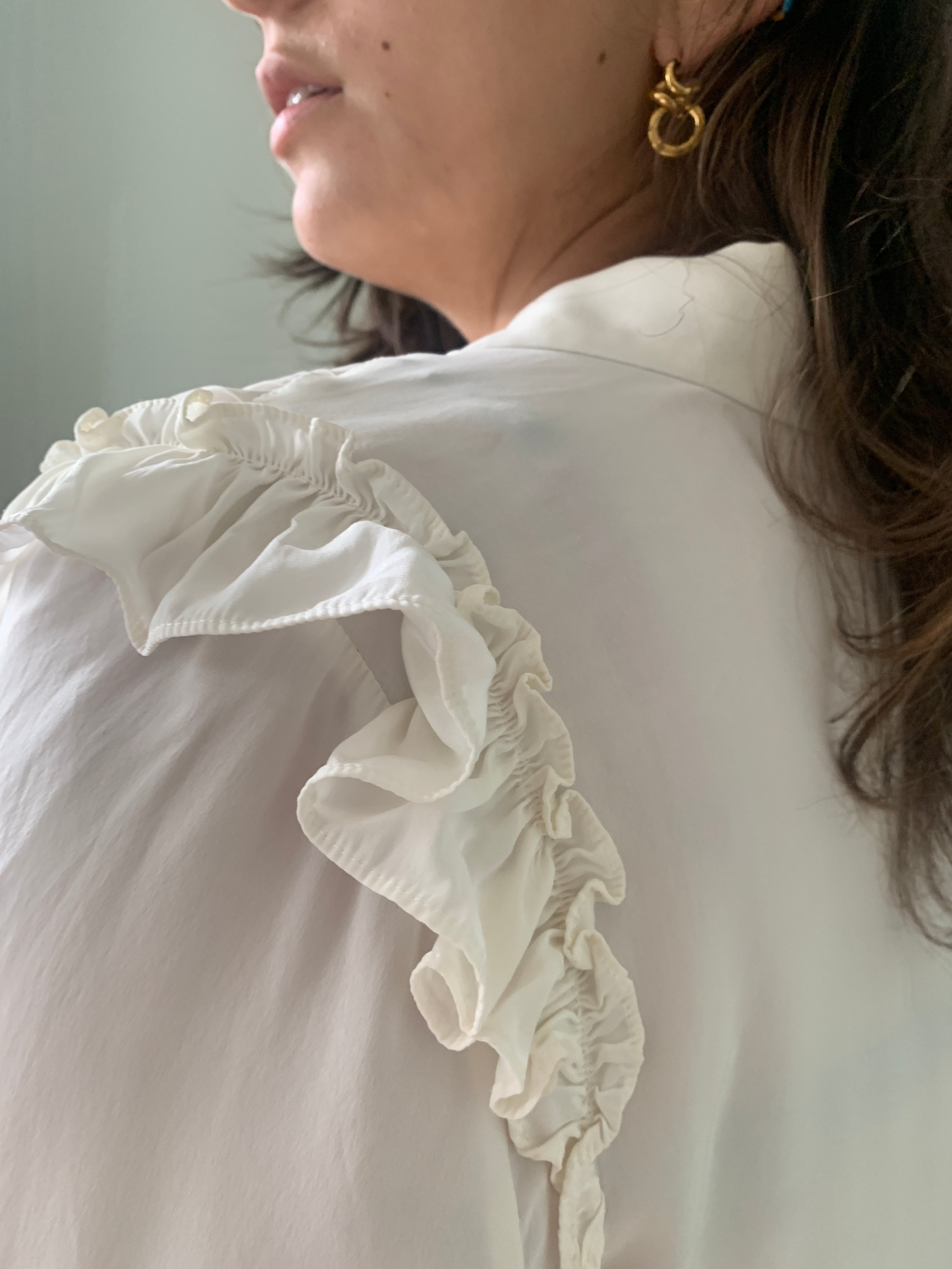 Pre-loved ruffle shoulder silk blouse