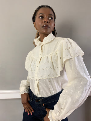 Vintage Alberta cotton embroidered blouse