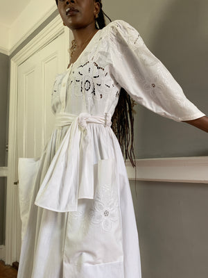 Vintage cotton embroidered dress by Lutz TEUTLOFF