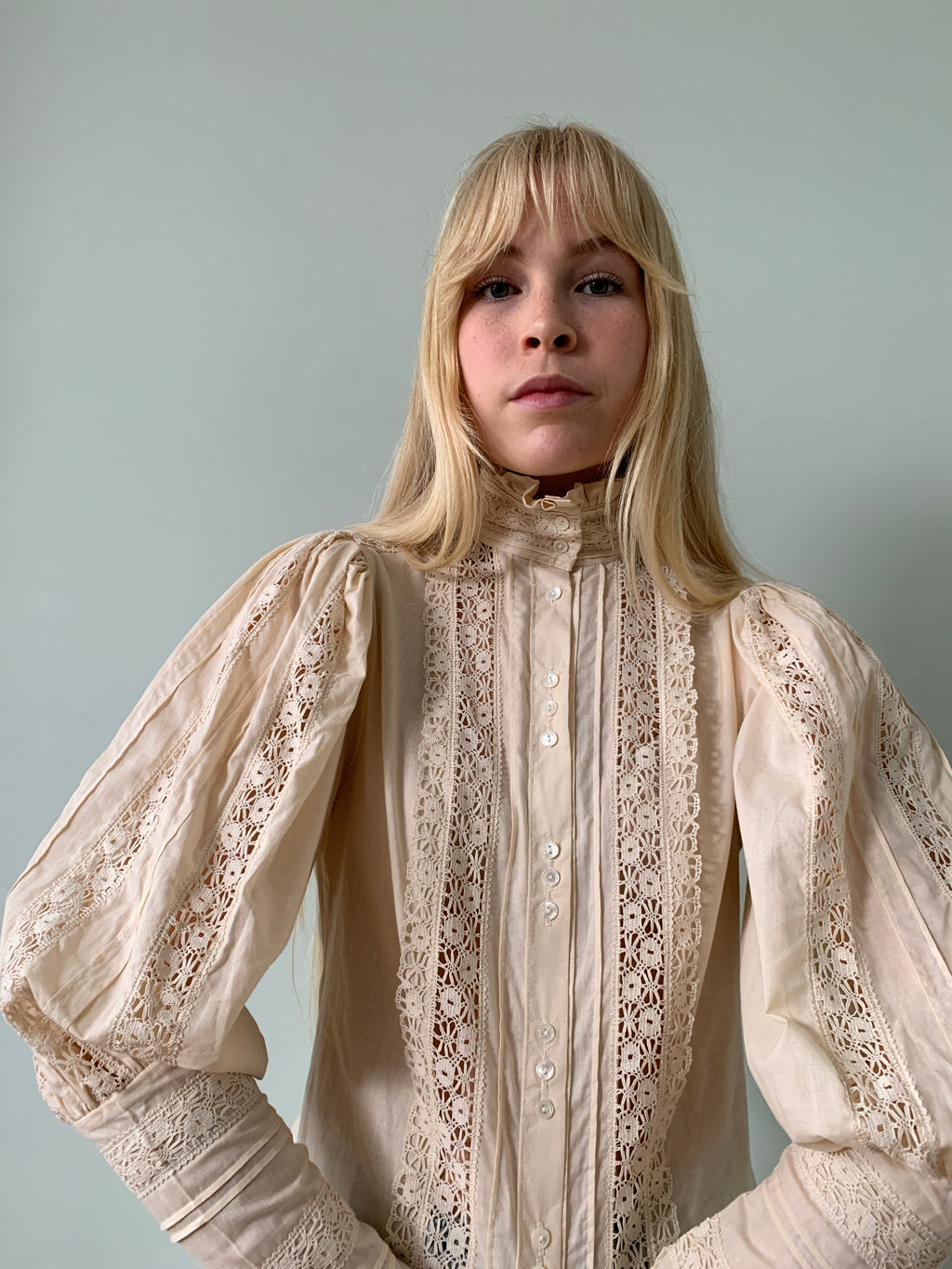 Laura Ashley 1970's Edwardian style blouse with lace