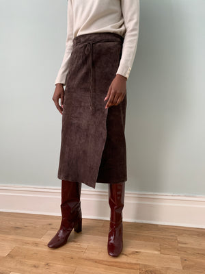 Vintage wrap suede skirt UK12-16