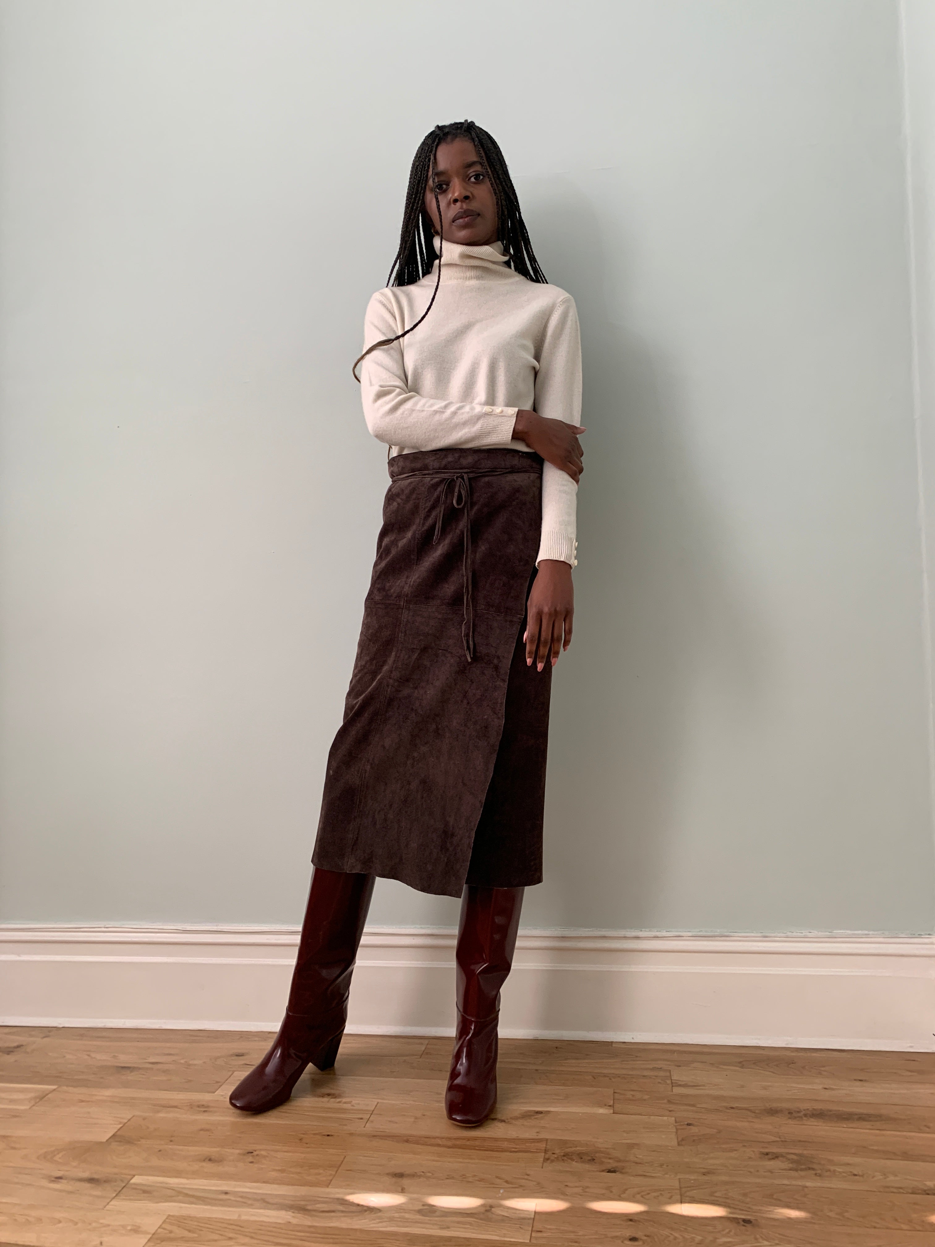 Vintage wrap suede skirt UK12-16