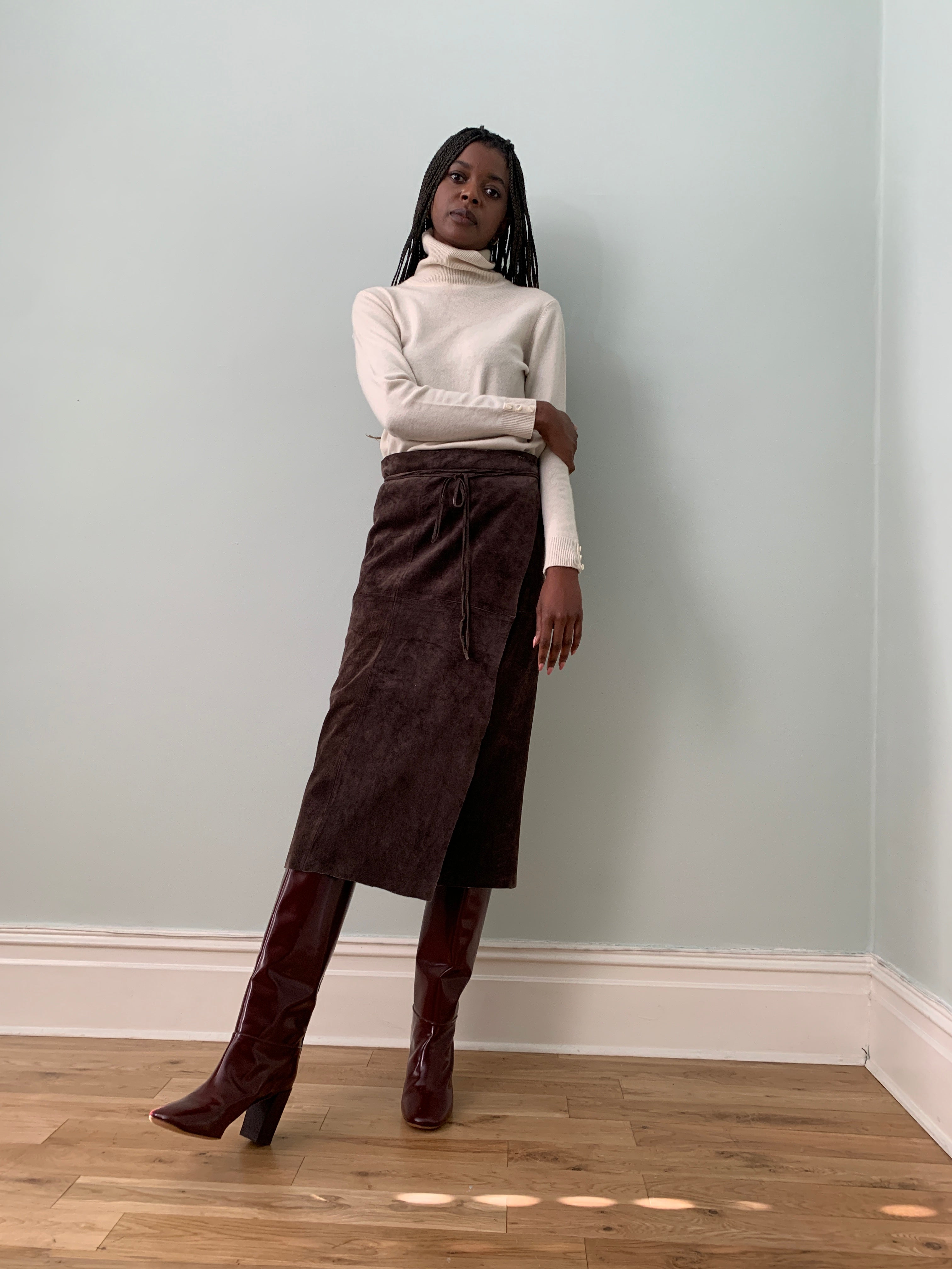 Vintage wrap suede skirt UK12-16