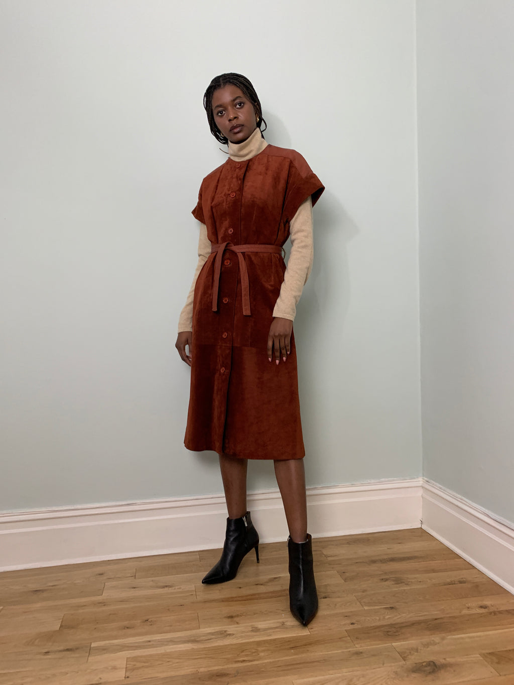 Vintage suede shirt dress