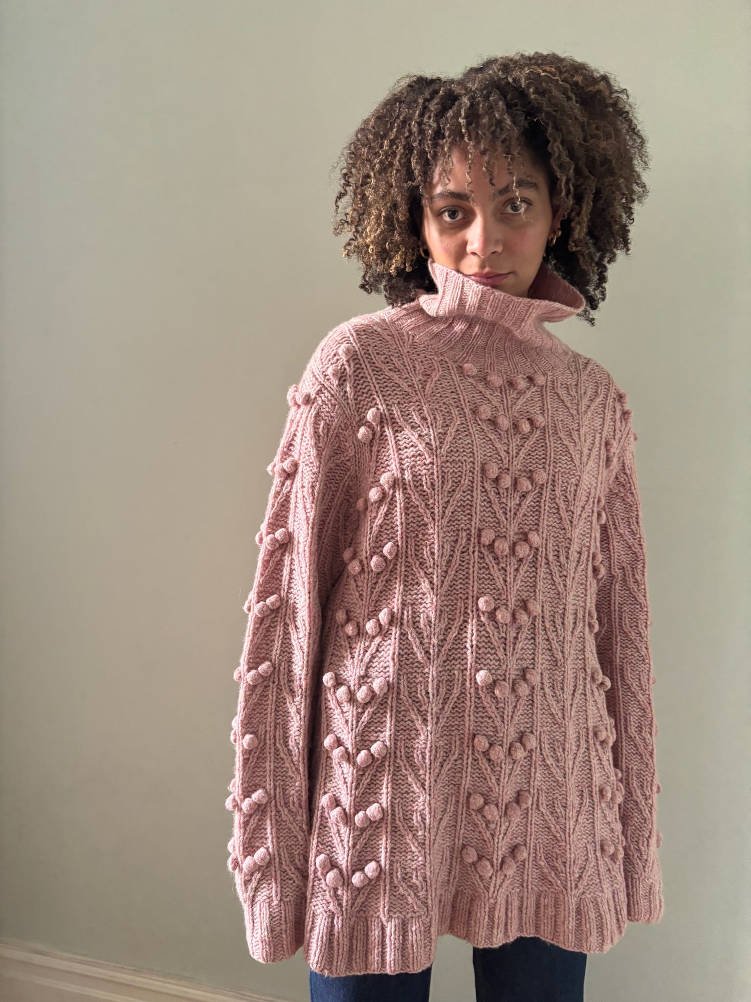 Vintage chunky pom pom knit jumper