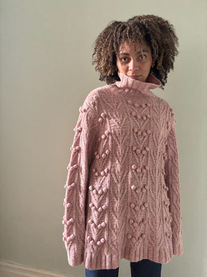 Vintage chunky pom pom knit jumper